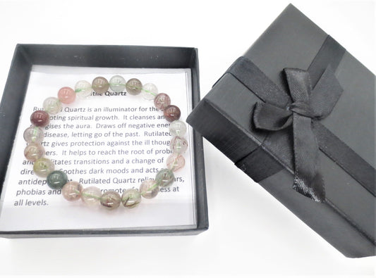 8 mm Rutiel Kwarts Edelsteen Armband – Cadeaudoos Inclusief
