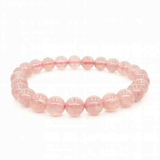 8 mm Aardbeienkwarts Edelsteen Armband – Cadeaudoos Inclusief