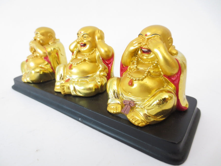 Groothandel - Boeddha Goud op plaat zittend horen zien zwijgen