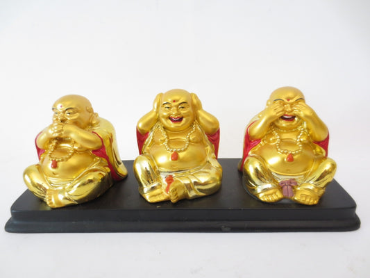 Groothandel - Boeddha Goud op plaat zittend horen zien zwijgen