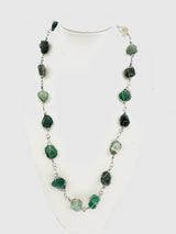 Polished Gemstone Necklace Wire Wrapped - Jade