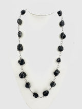 Gepolijste Edelsteen Ketting Draadgewikkeld - Onyx