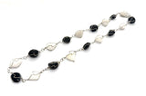 Gepolijste Edelsteen Ketting Draadgewikkeld - Onyx &amp; Milky Quartz