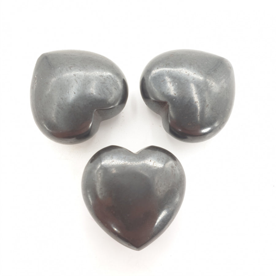 Edelsteen Hart met Cadeauzakje - Hematiet (3st)