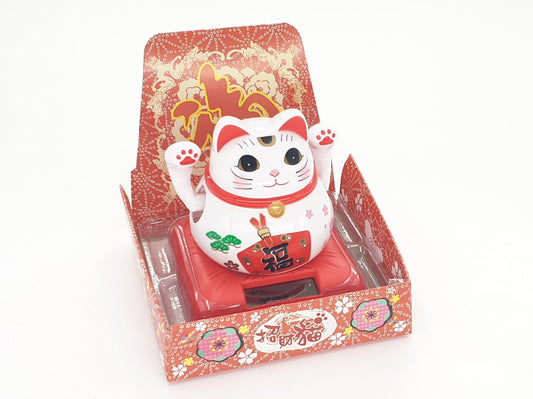 Groothandel - Lucky Cat Solar Light Wit met 2 bewegende armen
