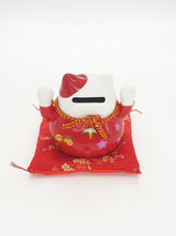 Lucky Cat Spaarpot op Kussen met 2 Bellen (Rood)