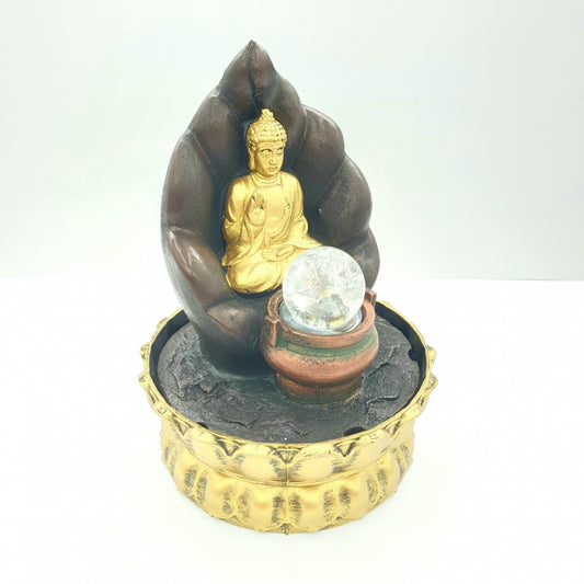 Meditatie Led Verlichting Boeddha met Potje Goud Fontein Klein (16070)