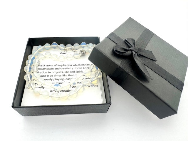 Großhandel – 8 mm Opaal-Perlenkette (mit doos)