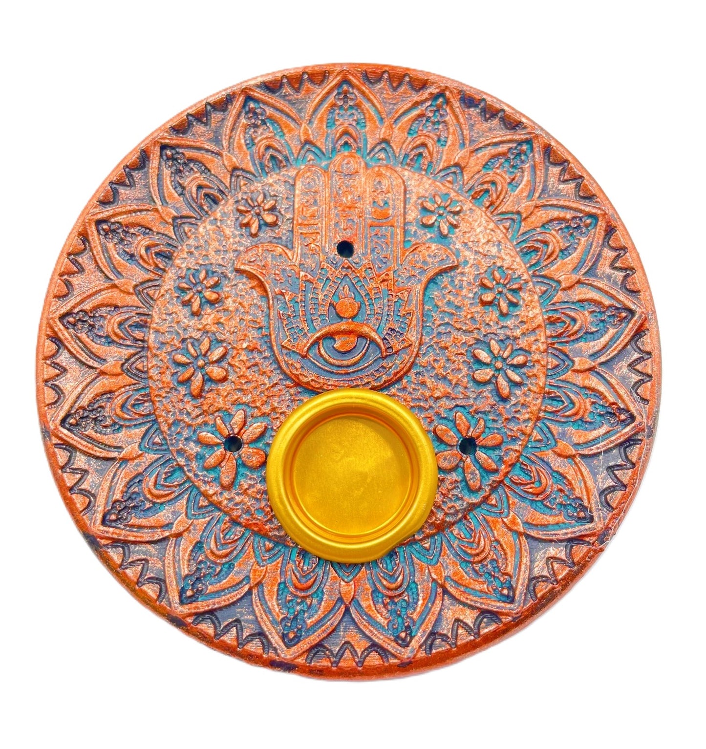 Hamsa Hand wierookhouder rond brons