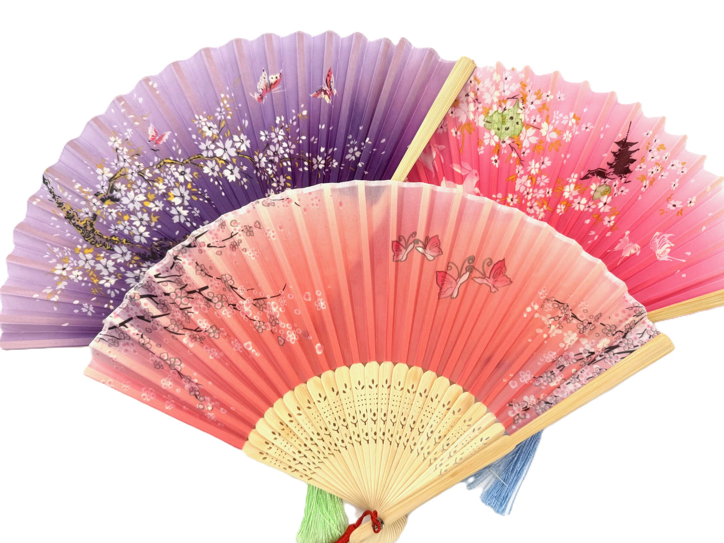 Handfächer Blumen Weiß mit Blumenmotiv (10 stuks)