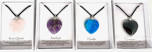 Hartvormige Ketting met Gemengde Edelstenen en Diamanten, set van 4 stuks