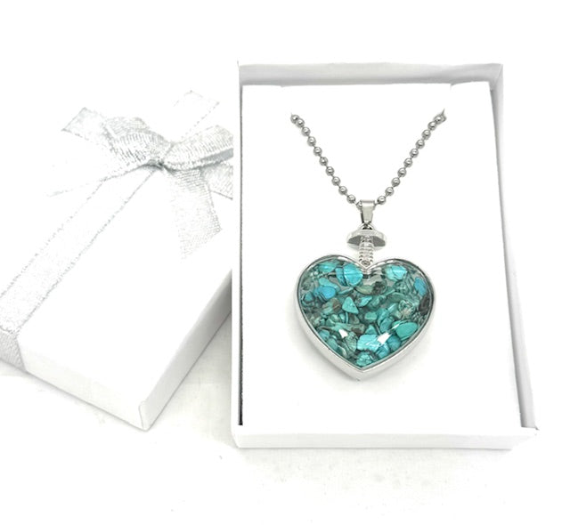 Hartvormige Turquoise Hanger Ketting met Geschenkdoos