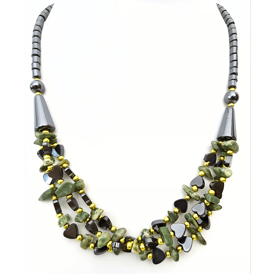 Hematiet hart ketting howlite white