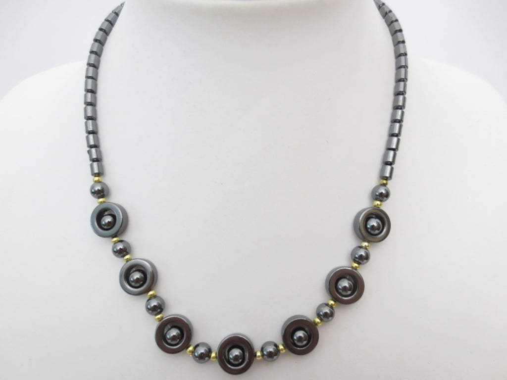 Hematiet ketting rond zwart