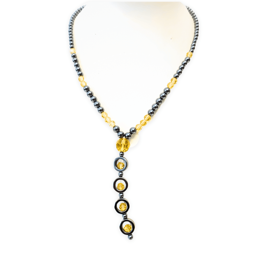 Hematiet kristal ketting lang geel