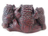 Horen, zien, zwijgen uil rood
