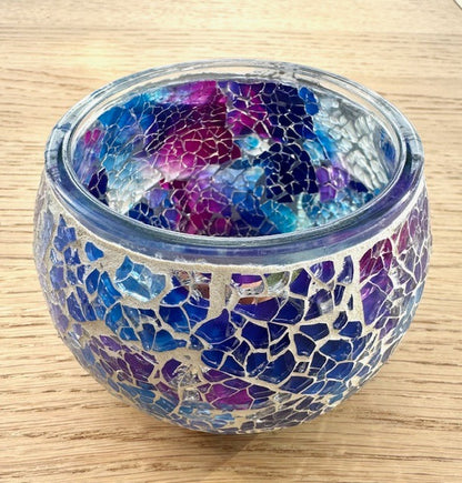 Teelichthalter uit Mosaikglas – Aurora Glow