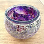 Teelichthalter aus Mosaikglas – Lila