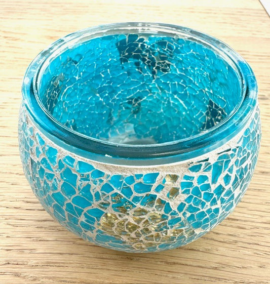 Teelichthalter uit Mosaikglas – Ozean Gold