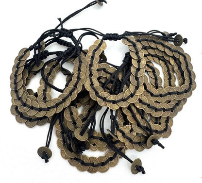 Verstellbare Glücksmünzen-Armbänder, 12 Stück