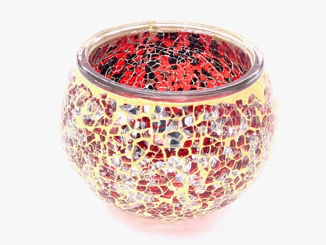 Teelichthalter aus Mosaikglas – Wein Rot