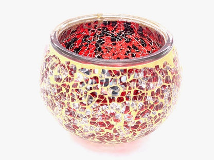 Teelichthalter aus Mosaikglas – Wein Rot