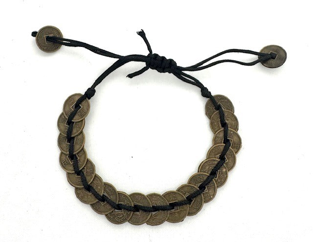Verstellbare Glücksmünzen-Armbänder, 12 Stück