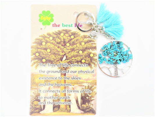 Tree of Life sleutelhanger amethist turkis mit eule