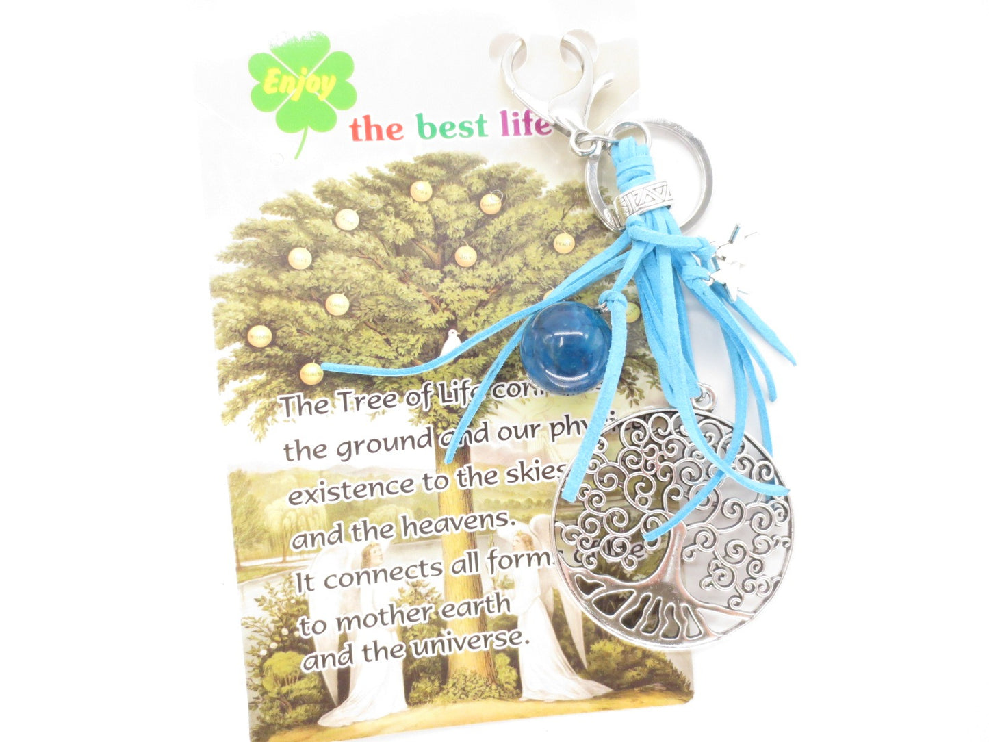 Tree of Life sleutelhanger met blauwe bal
