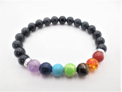 8 mm 7 Chakra Armband zonder Doosje - Zwarte Toermalijn