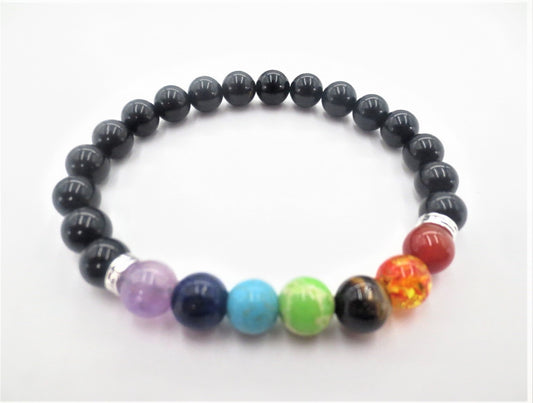 8 mm 7 Chakra Armband zonder Doosje - Zwarte Toermalijn