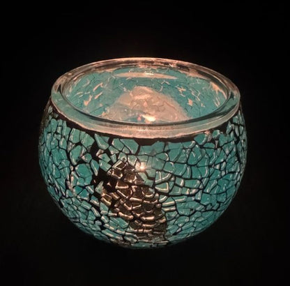 Teelichthalter uit Mosaikglas – Ozean Gold