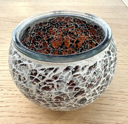 Teelichthalter uit Mosaikglas – Lila-Zilver