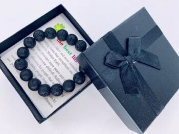 12mm edelsteen armband met geschenkdoos - lavasteen