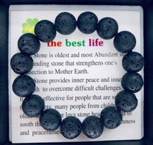 12mm edelsteen armband met geschenkdoos - lavasteen