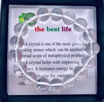 12mm edelsteen armband met geschenkdoos - Bergkristal