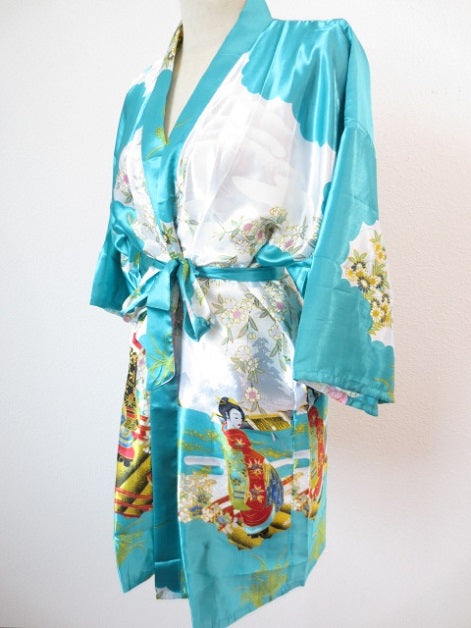 Japanse kimono Kort turquoise