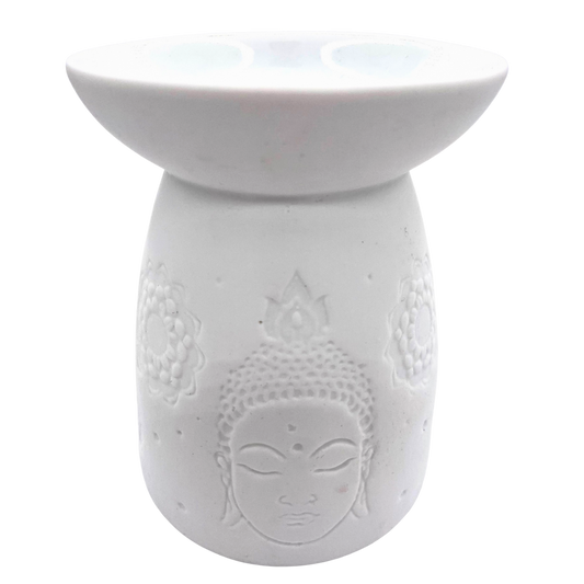 Keramische Oliebrander Witte Thaise Boeddha 13 cm