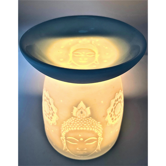 Keramische Oliebrander Witte Thaise Boeddha 13 cm