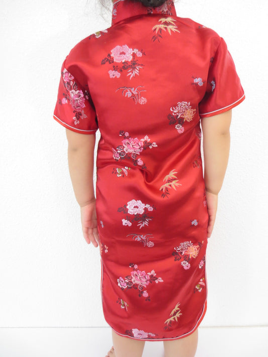 Kinderjurk bloesem rood