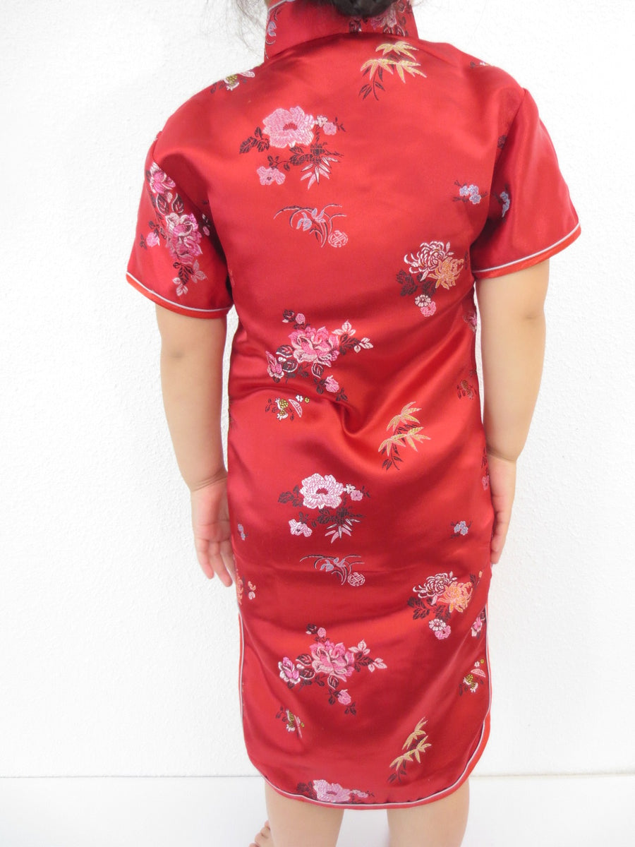 Kinderjurk bloesem rood