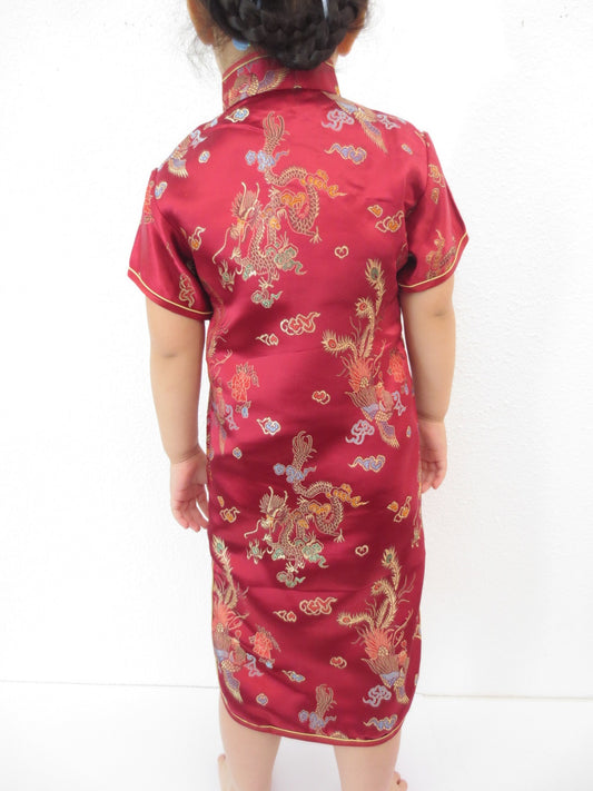 Kinderjurk draak phoenix donker rood