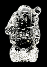 Kleine staande Happy Boeddha van kristalglas – 7,3 cm