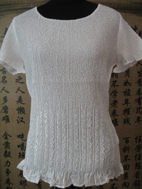 Knitterbluse wei