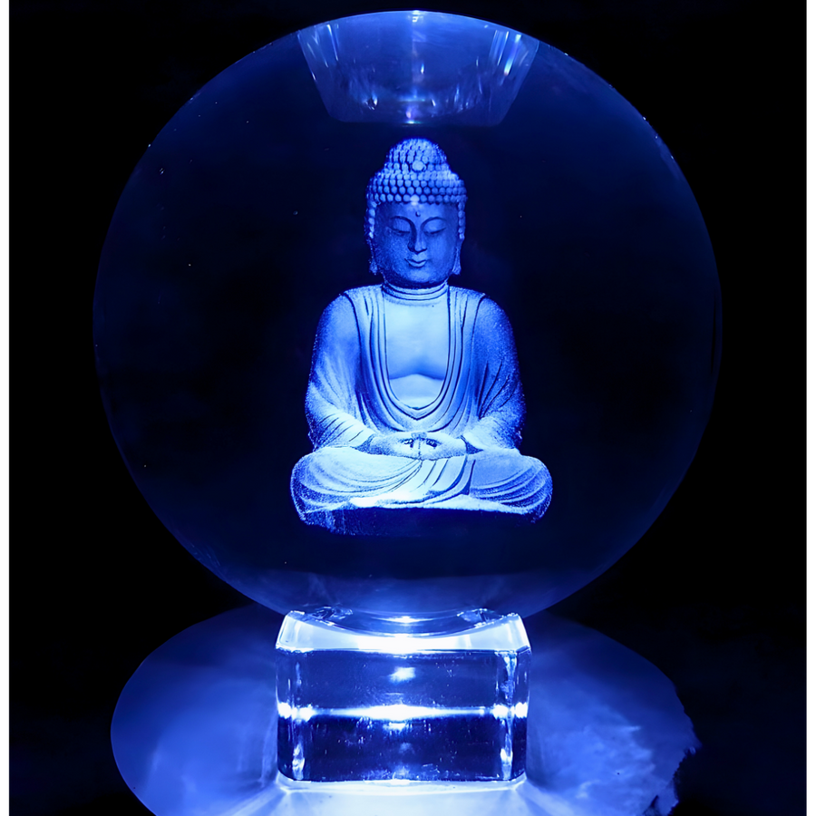 Kristal Laser Bol Meditatie Boeddha 8cm