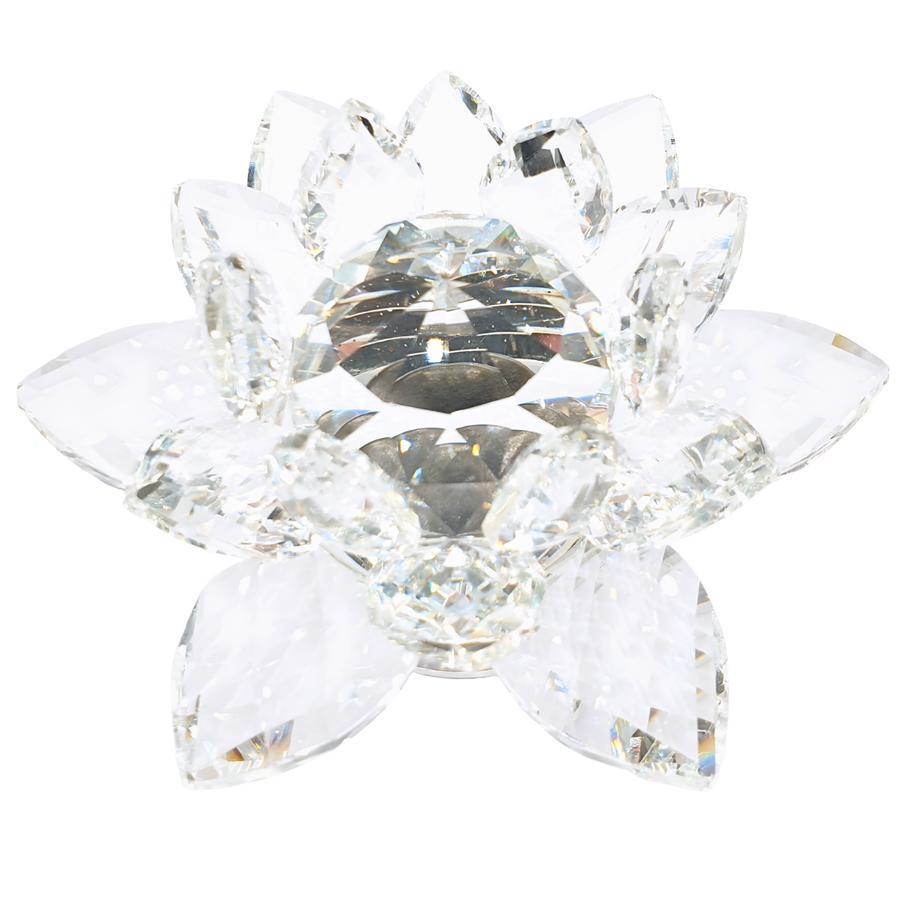 Kristal Lotus Bloem Ornament op Standaard (Extra Groot)