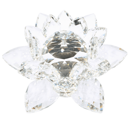 Crystal Lotus Flower Ornament on Stand (Large)