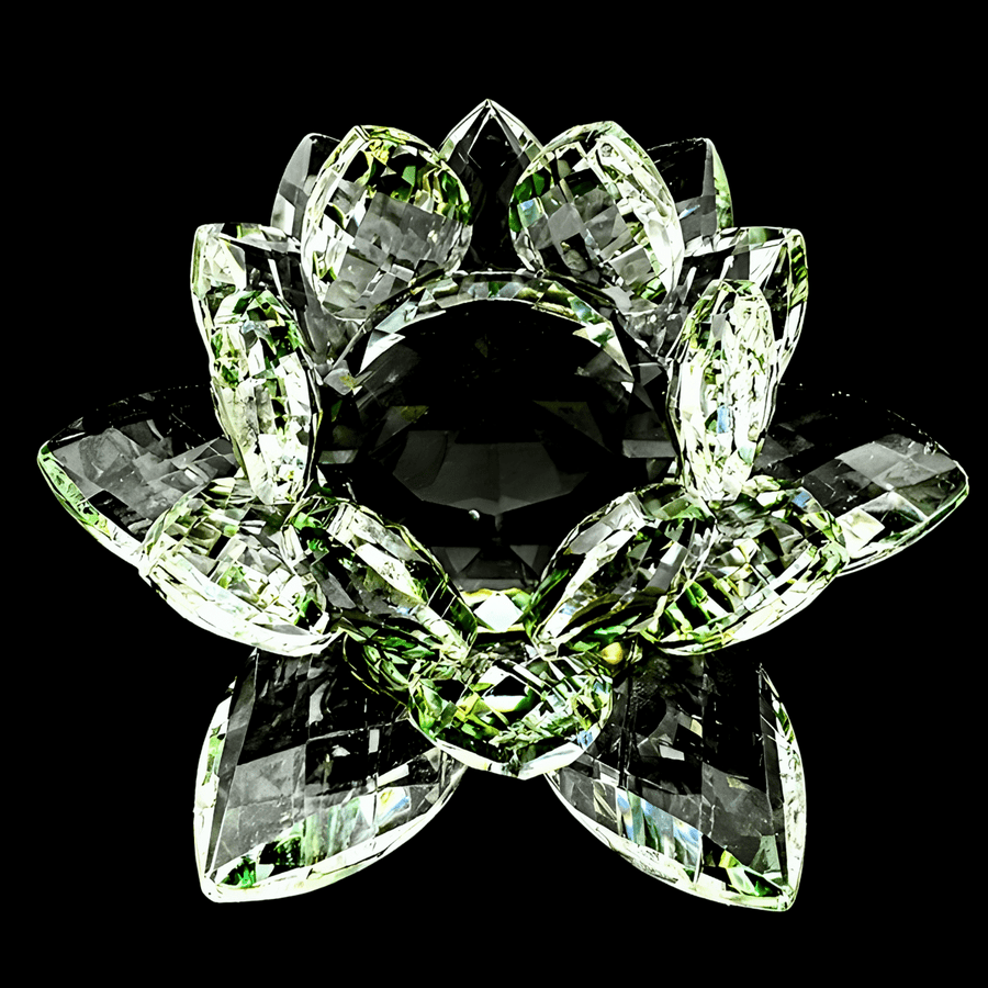 Kristallen lotus groen 14 cm (groot)