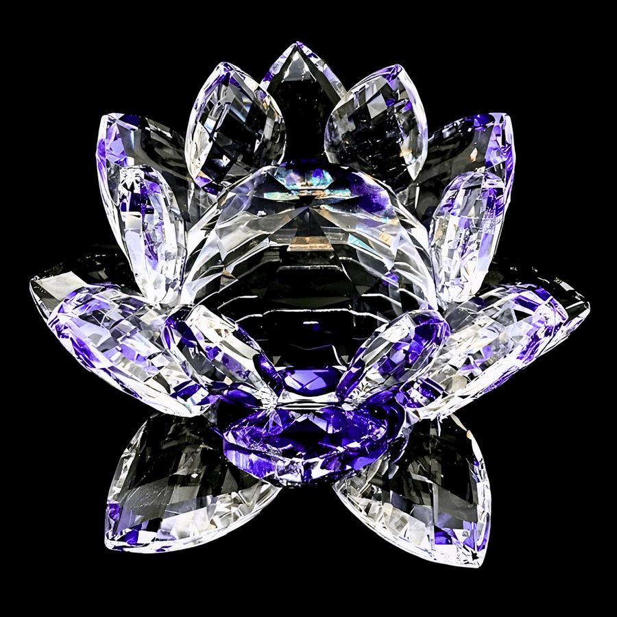 Kristallen lotus paars 14 cm (groot)