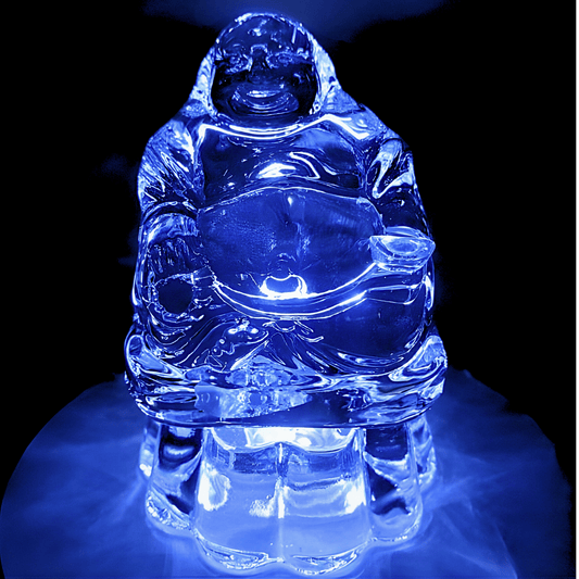 Kristalglas Chinese Geluksboeddha op Lotus – 8 cm